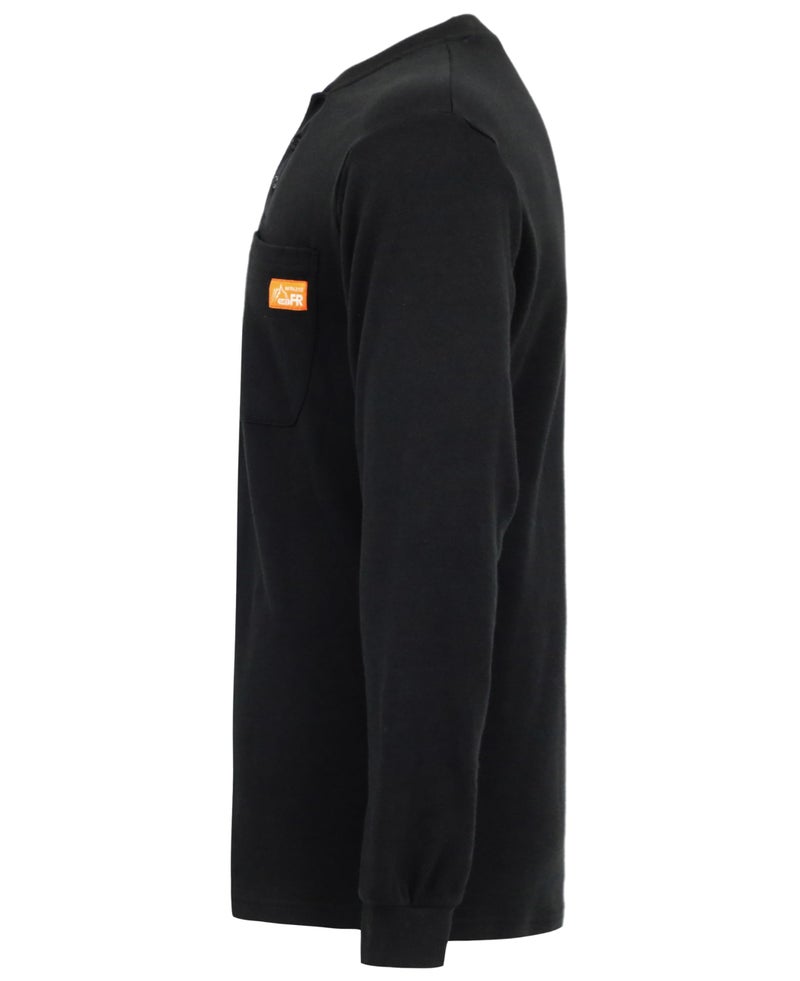 Titicaca FR Pocket Henley 7OZ 100% Cotton Flame Resistant Henley Style Black Long Sleeve T-Shirts - Image 3
